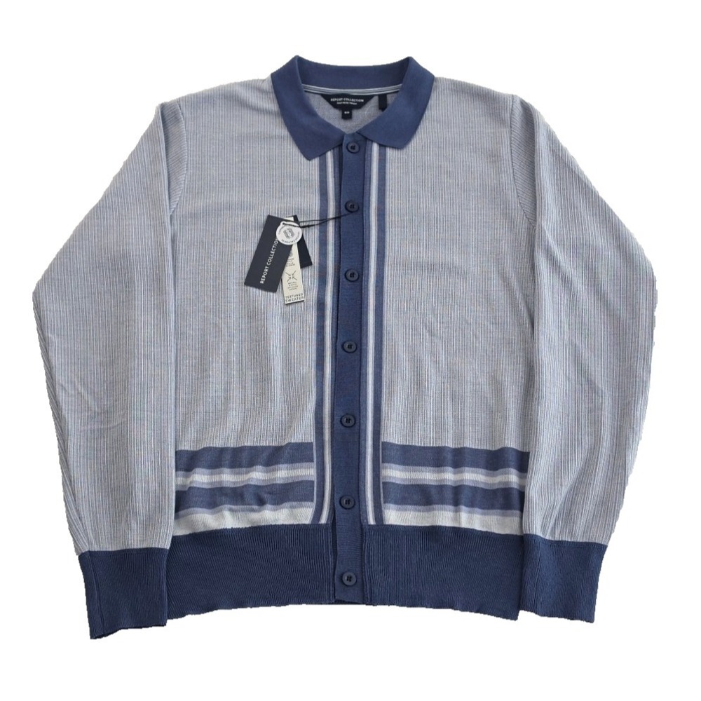 Report Collection Cashmere Touch Textured Sweater Mens M Calm Blue NEW Textured‎